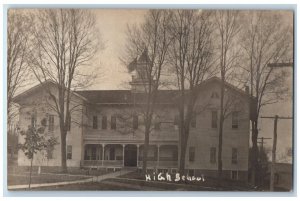 1908 High School View Prattsburgh New York NY RPPC Photo Posted Postcard 