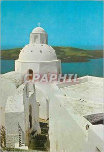 Postcard Modern Santorine (Thera) the Church of St. Minas and the Isle of Kam...