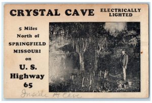 c1940's Crystal Cave 5 Miles North of Springfield Missouri MO Postcard