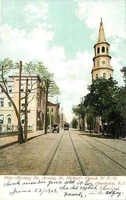 SC-CHARLESTON-MEETING STREET-ST. MICHAEL'S CHURCH-POST OF...