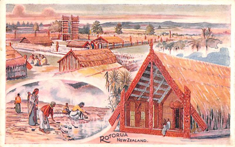 New Zealand Old Vintage Antique Post Card Rotorua Unused