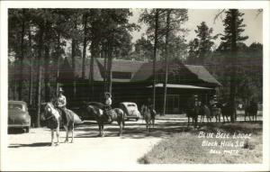 Black Hills SD Blue Bell Lodge Cars Visible License Plates Real Photo Postcard