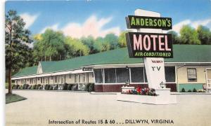 C49/ Dillwyn Virginia Va Postcard c1940s Roadside Anderson's Motel