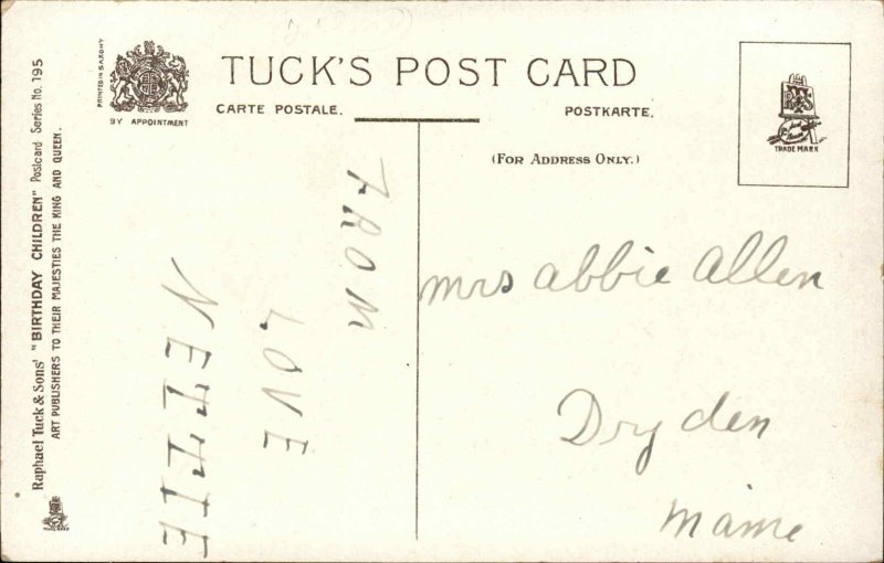 Tuck Birthday Children Little Boy with Flowers c1910 Vintage Postcard