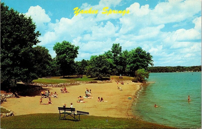 Yankee Springs Rec Area Public Beach Gun Lake Postcard UNP VTG Unused Vintage