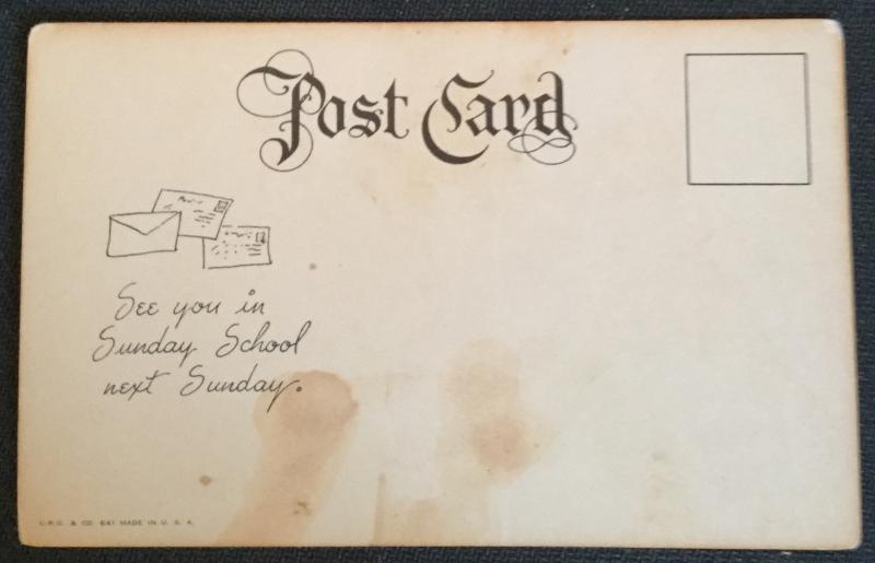 Postcard Unused Young Boy/Girl/Dog “The Bible says...” LB