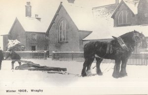 Winter Christmas Snow in Wragby Lincolnshire in 1908 Postcard