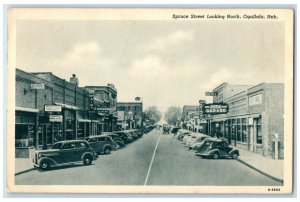 1942 Spruce Street Looking North Classic Cars Ogallala Nebraska Vintage Postcard