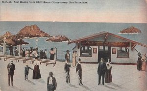 SEAL ROCKS CLIFF HOUSE OBSERVATORY SAN FRANCISCO CALIFORNIA POSTCARD (c. 1910)