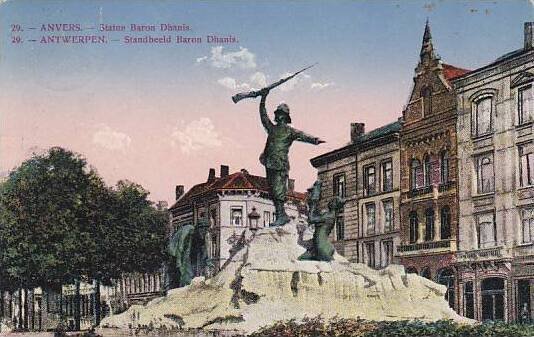 Belgium Antwerpen Anvers Statue Baron Dhanis 1920