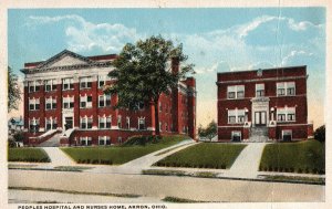 VINTAGE POSTCARD PEOPLES HOSPITAL & ADJACENT NURSES HOME AKRON OHIO c. 1920