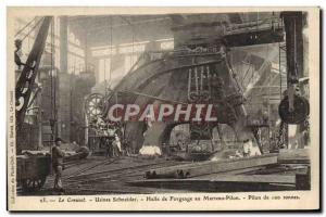 Old Postcard Le Creusot Factories Schneider Halle forging hammer pestle Pilon...