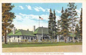 Union Pacific Railroad Depot Western Entrance Yellowstone National Park postcard