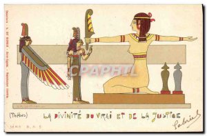 Old Postcard Fantasy Illustrator Thebes Egypt Egype The divinity of truth and...