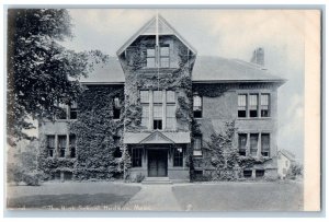 Hudson Massachusetts MA Postcard High School Exterior View c1905 Vintage Antique