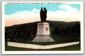 Vintage New York Postcard - Battle of Lake George Monument