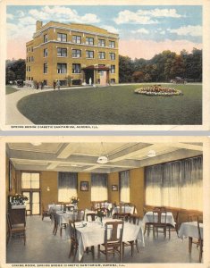 2~Postcards  Aurora, IL Illinois SPRING BROOK DIABETIC SANITARIUM & Dining Room