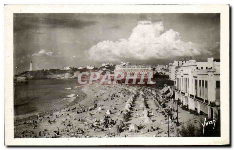 Old Postcard Biarritz The great beach