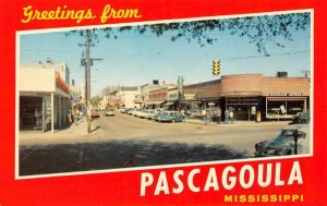 PASCAGOULA Mississippi Street Scene Jackson County c1950s Vintage Postcard