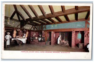 Spokane Washington Postcard Fireplace Silver Grill Hotel c1907 Vintage Antique