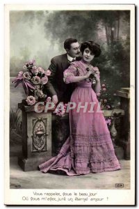 Old Postcard Fancy Vosu remember the beautiful day (couple)