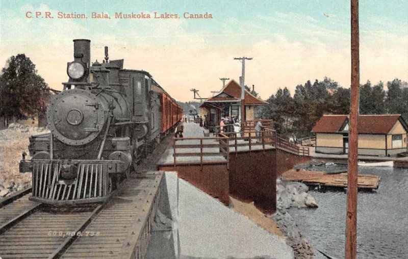 Bala Muskoka Lakes Canada CPR Train Station Vintage Postcard AA4177