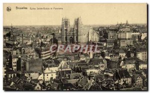 Old Postcard Bruxelles Eglise Sainte Gudule and panorama
