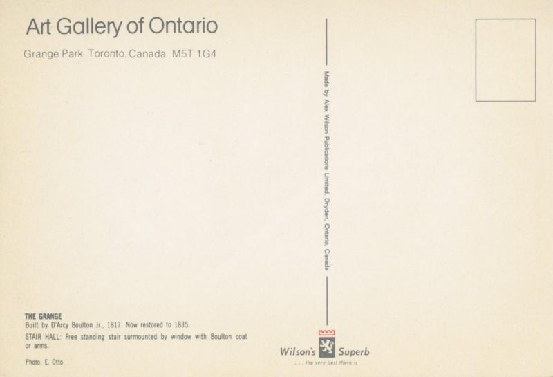 The Grange Art Gallery Of Ontario Toronto ON Ontario D'Arcy Boulton Postcard D20 