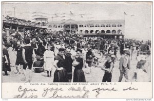 ASBURY PARK, New Jersey, PU-1908; Fourth Ave. Bathing Grounds And Arcade