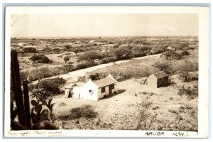 c1920's View of Houses Trees Cactuses in Aruba N.W.I. RPPC Photo Postcard