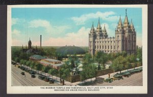 Utah SALT LAKE CITY Mormon Temple and Tabernacle,Union Pacific Railroad - LINEN