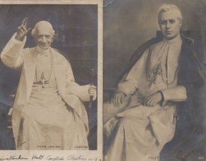 Pope Leo XIII Catholic Church 2x Antique Worn Postcard s