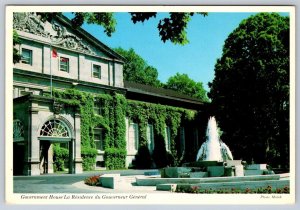 Government House, Rideau Hall, Ottawa Ontario, 1985 Postcard, Postal Code Cancel