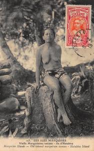 TAHITI : marquises vieille marquisienne tatouée ile d'hatuhuva (TATOUAGE - T...