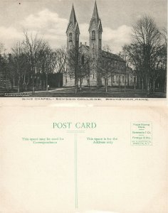 BRUNSWICK ME BOWDOIN COLLEGE KING CHAPEL ANTIQUE POSTCARD