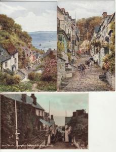 UK   DEVON   CLOVELLY  3 POSTCARDS postcard