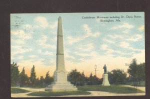 BIRMINGHAM ALABAMA CONFEDERATE MONUMENT DR DAVIS STATUE VINTAGE POSTCARD