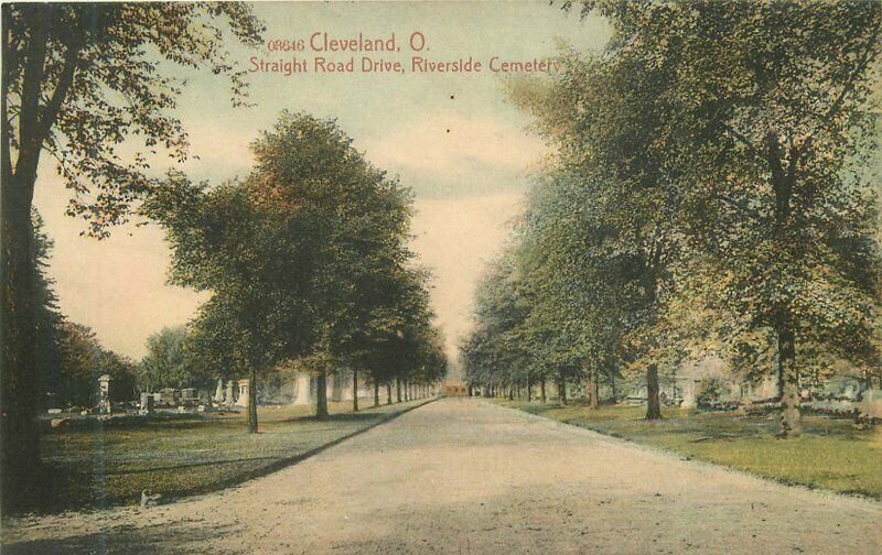 Ohio Cleveland Straight Road Drive Riverside Cemetery C-1910 Postcard 22-4332