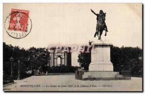 Old Postcard Montpellier The statue of Louis XIV and the water castle
