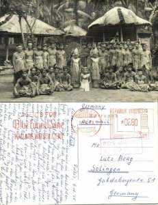 indonesia, BALI, Group Dancers, Legong (1958) RPPC, Blue Funnel Line Red Cancel