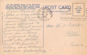 Hollywood California~Beautiful Homes in Hollywood Hills District~1942 Postcard