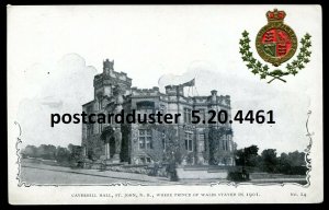 h3759 - ST. JOHN NB Postcard 1900s Coverhill Hall. Patriotic Crest
