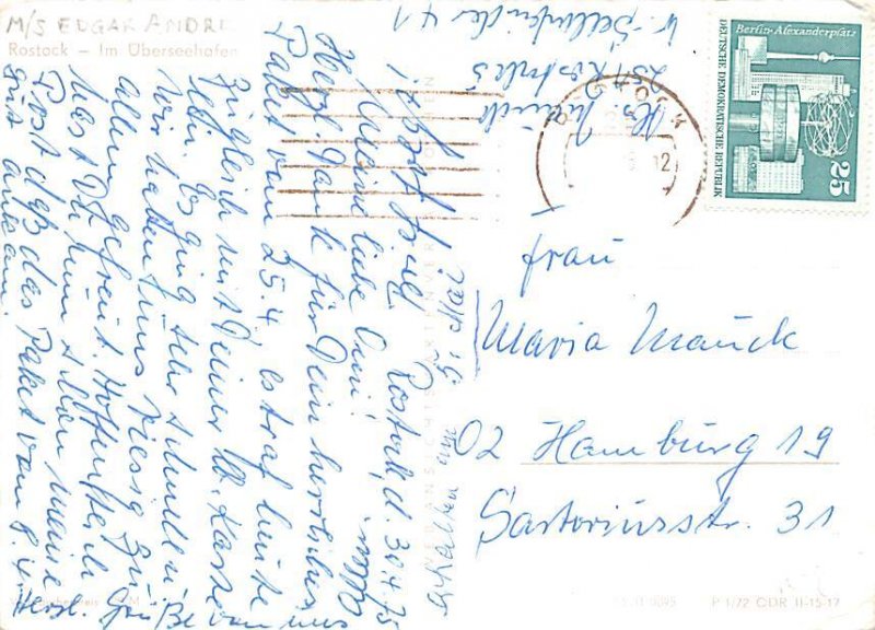 MS Edgar Andre Ship Postal Used Unknown 