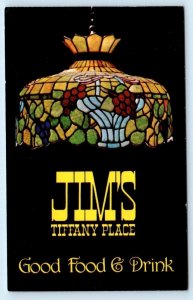 LANSING, Michigan MI ~ Stained Glass JIM'S TIFFANY PLACE Restaurant Postcard