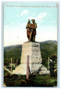 1912 Monument Commemorating The Battle of Lake George New York NY Postcard 