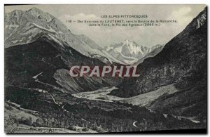 Old Postcard From Around the Lautaret to the Source of Romanche in the backgr...
