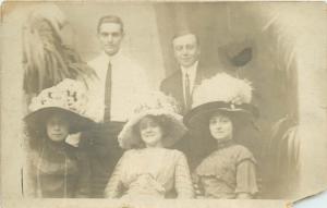 Victorian Era Early 1900s Big Fancy Hat Women Dress Group Photo RPPC Postcard