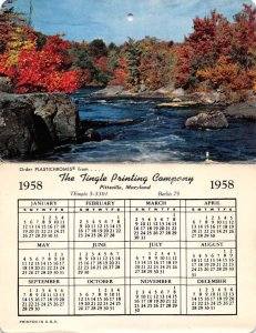 Pittsville Maryland River Scenic View 1958 Calendar Fold Out Non PC AA111064
