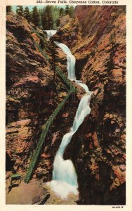 Vintage Postcard Seven Falls Cheyenne Canon Perfect Spectacles Colorado Sanborn