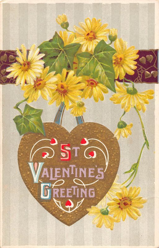 St. Valentine's Greeting With Yellow Flowers, AA374-14